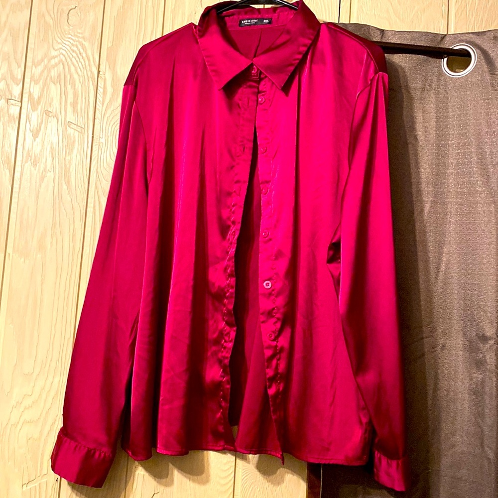 Shein Curve blouse in size:3XL color: burgundy/red